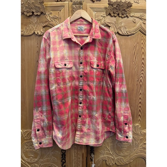 J.Crew XL Distressed Flannel with Vintage Lamb "Soft Power" Patch - Picture 2 of 6